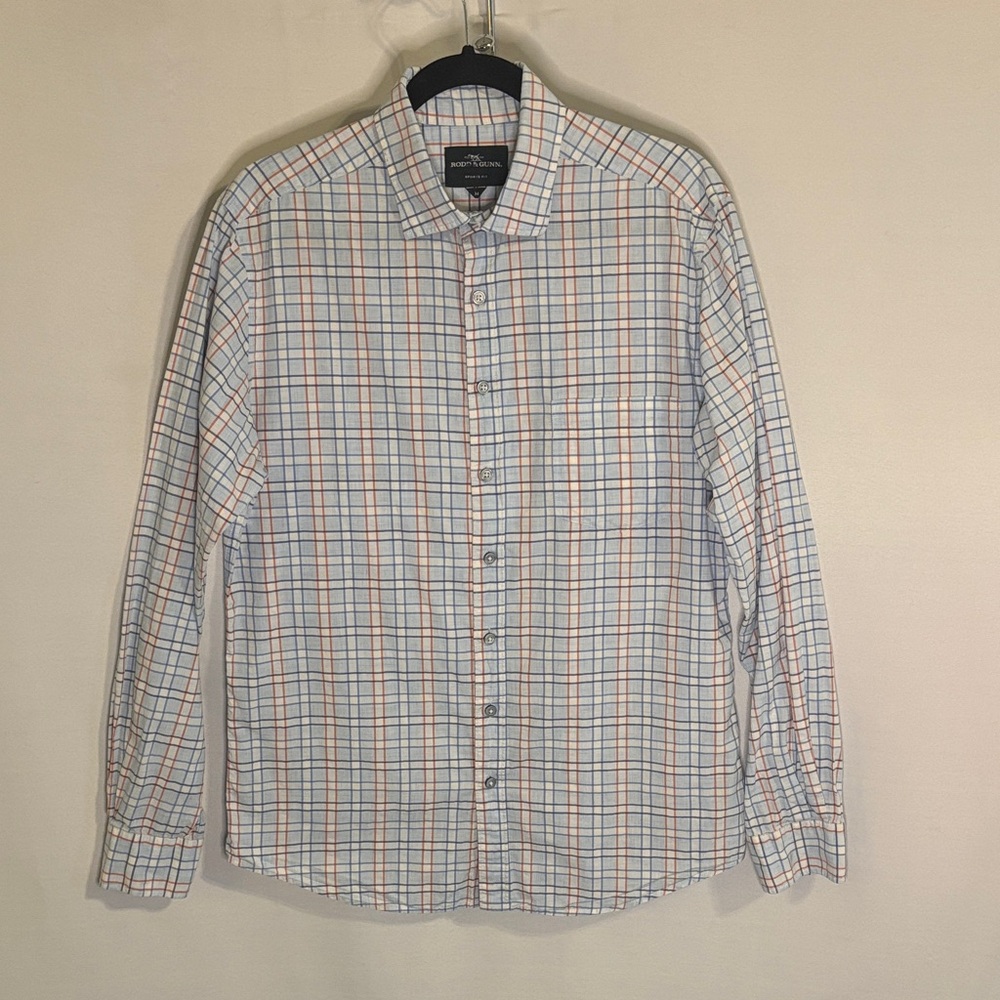 Rodd & Gunn Sports Fit Button Up Plaid Shirt Size Medium Blue